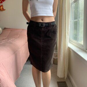Vintage Brown Corduroy Midi Skirt